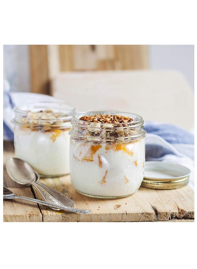 12Pcs 10oz glass Jars with Airtight Metal Regular Lids Sealed Clear Glass Canning Jars with Wide Mouth for Spices, Honey, Jam, dessert，Jelly