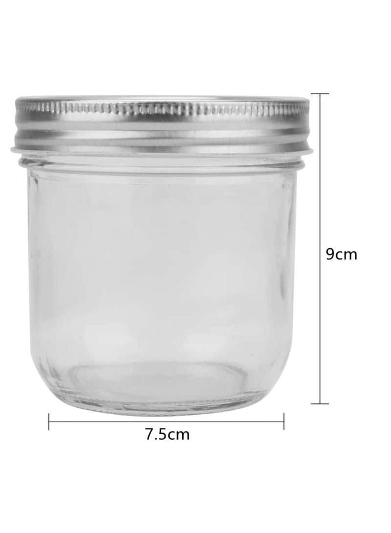 12Pcs 10oz glass Jars with Airtight Metal Regular Lids Sealed Clear Glass Canning Jars with Wide Mouth for Spices, Honey, Jam, dessert，Jelly