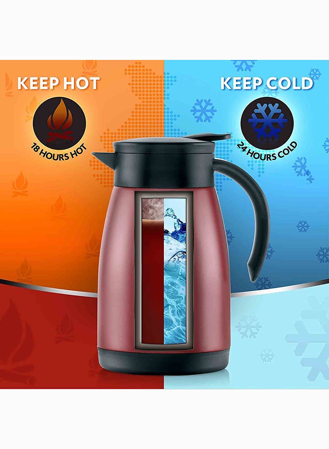 Borosil Vacuum Insulated Stainless Steel Teapot Flask Vacuum Insulated Coffee Pot Red - 1.5 Ltr red