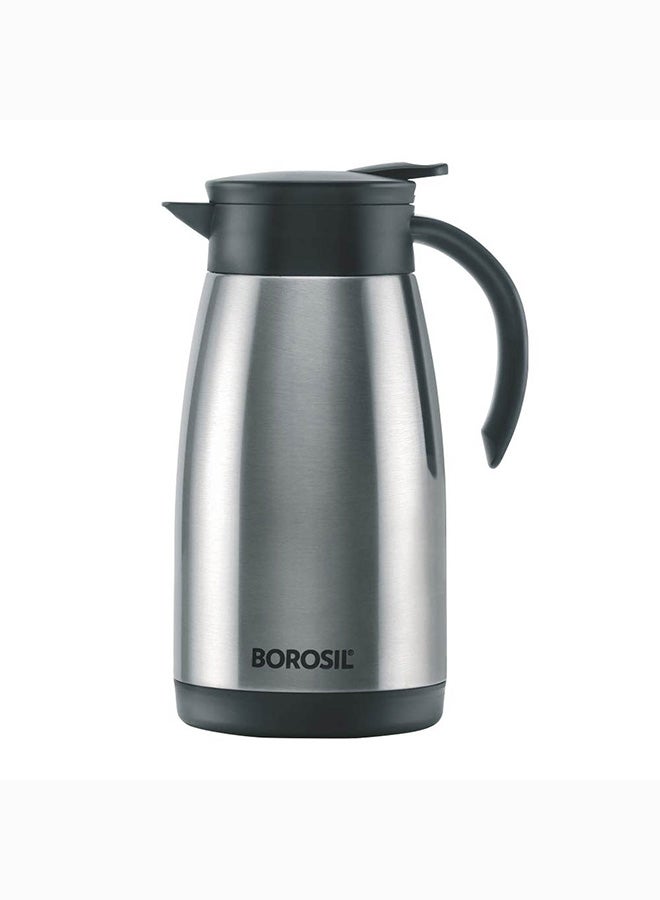 Borosil Vacuum Insulated Stainless Steel Teapot Flask Vacuum Insulated Coffee Pot - 1 Ltr silver