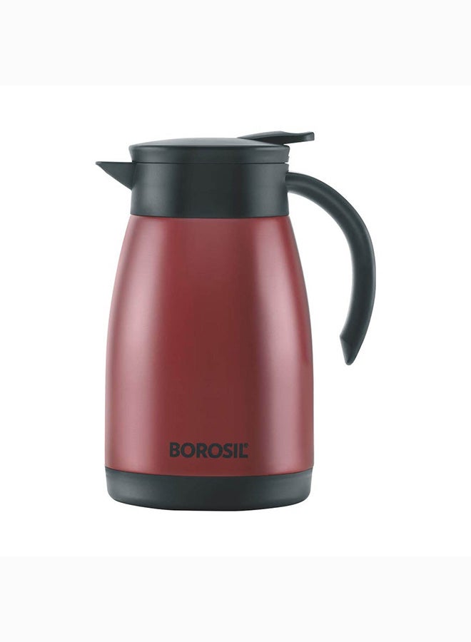 Borosil Vacuum Insulated Stainless Steel Teapot Flask Vacuum Insulated Coffee Pot Red - 750 ml Red