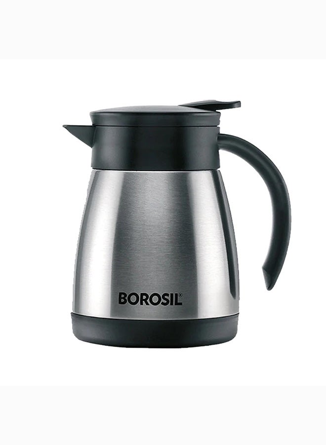 Borosil Vacuum Insulated Stainless Steel Teapot Flask Vacuum Insulated Coffee Pot - 500 ml silver