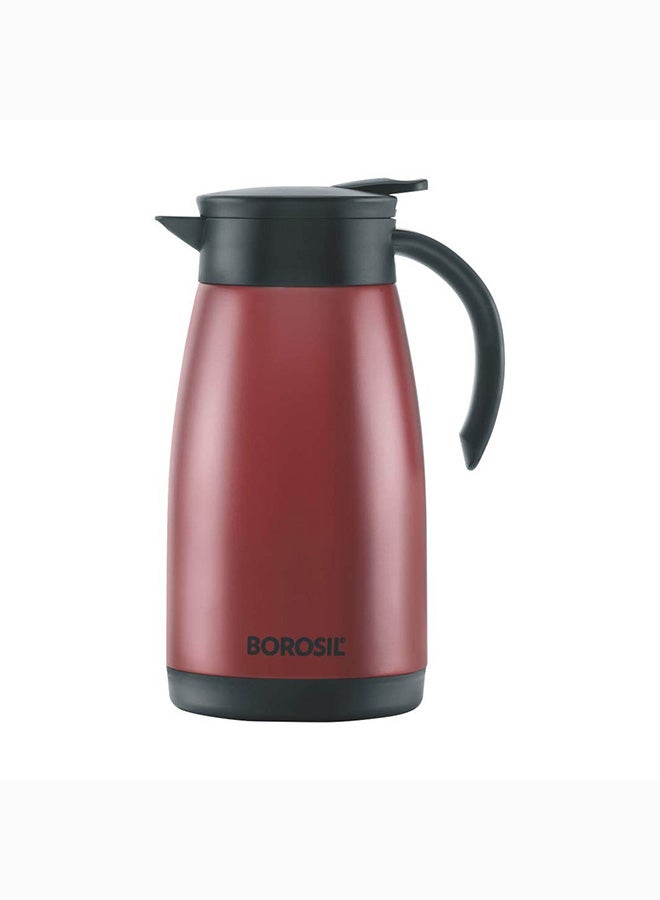 Borosil Vacuum Insulated Stainless Steel Teapot Flask Vacuum Insulated Coffee Pot Red - 1 Ltr red