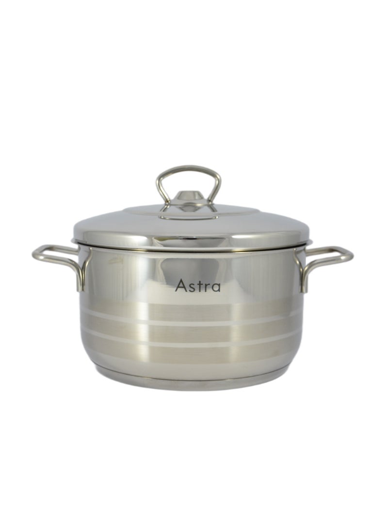 Astra Casserole 20x11cm - 3.5 Liter Capacity -18/10 Cr-Ni Stainless Steel - Silver