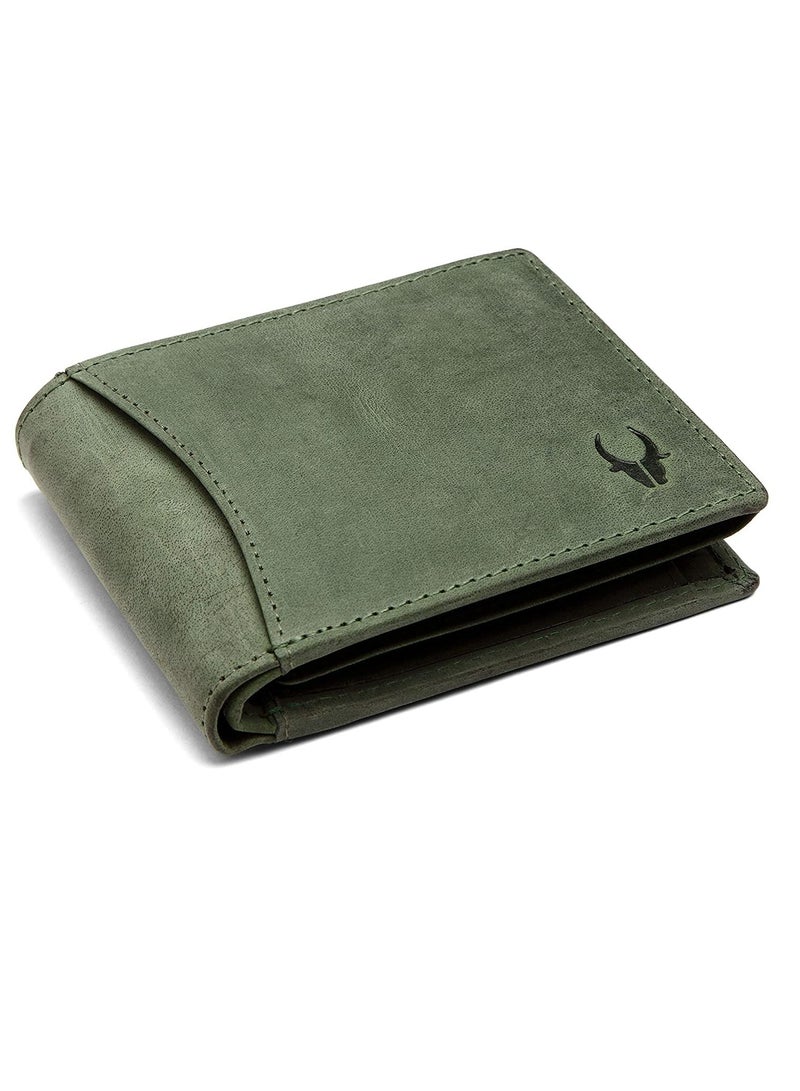 Leather Hand-Crafted Wallet for Men (Moss Green)