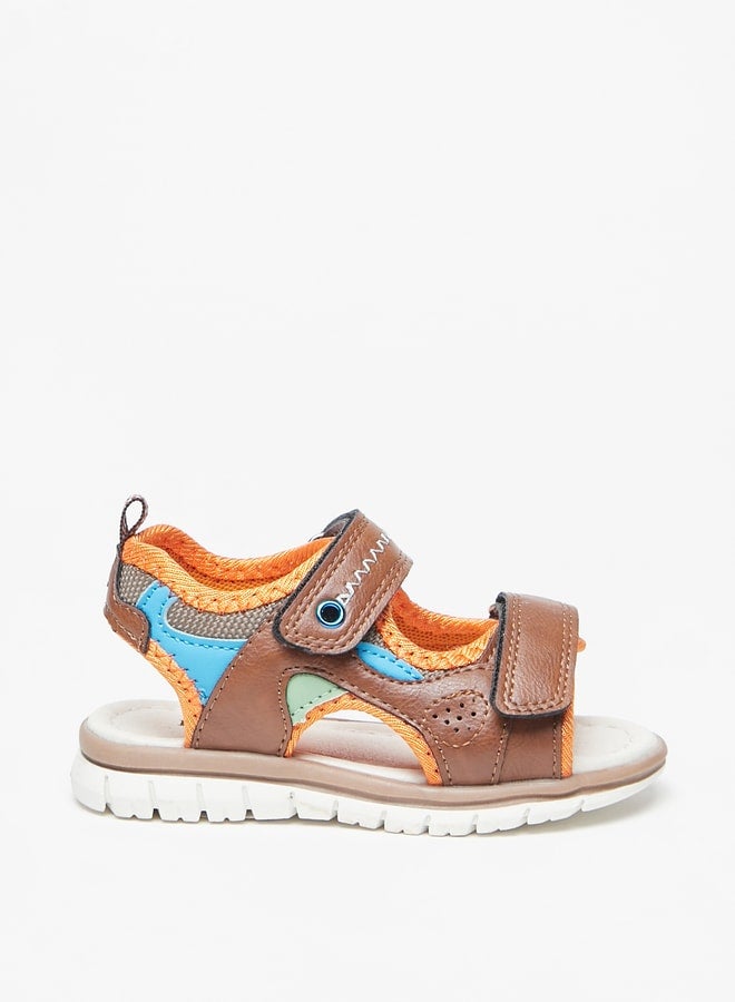 Boys Panelled Sandals with Hook and Loop Closure