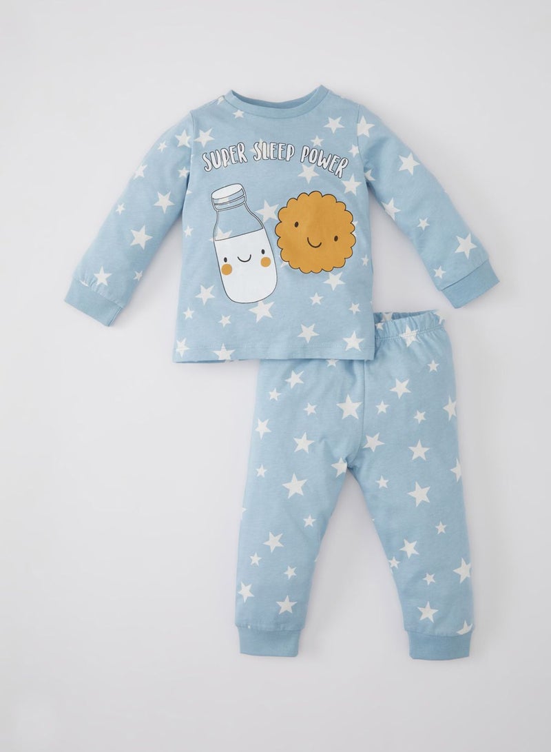 Baby Boy Star Patterned Cotton 2 Piece Pajama Set