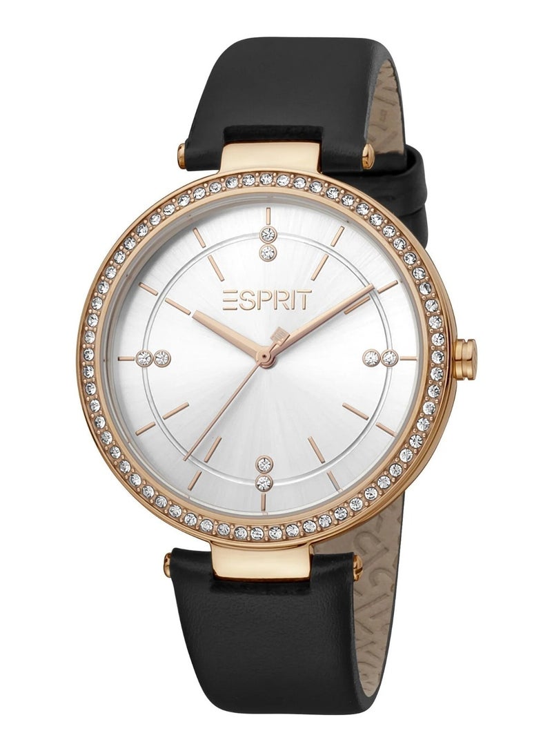 Esprit Stainless Steel Analog Women's Watch With Black Leather Band ES1L310L0035