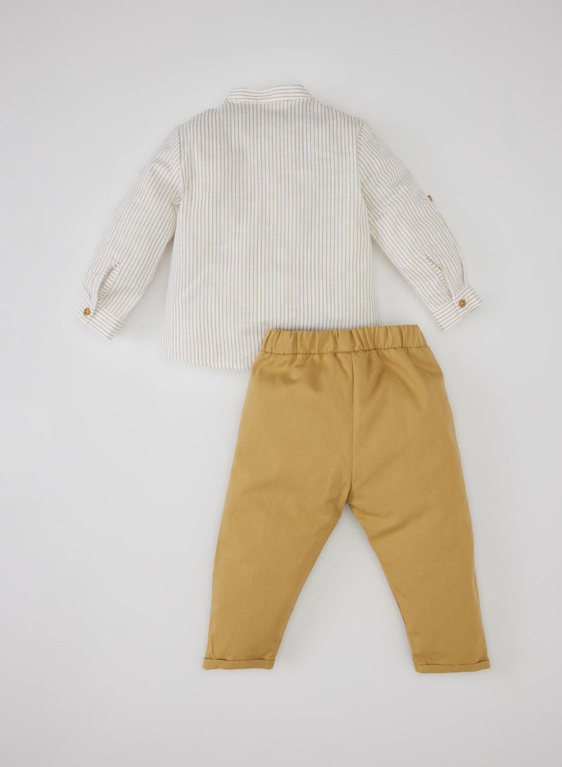 Baby Boy Striped Poplin Shirt Trousers 2 Piece Set