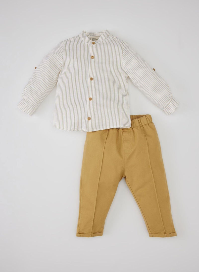 Baby Boy Striped Poplin Shirt Trousers 2 Piece Set