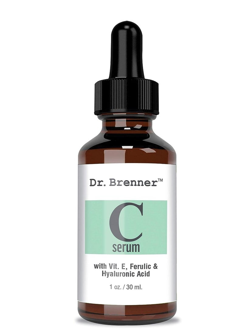 Vitamin C Serum 20% Pure L-Ascorbic Acid, Ferulic Acid, Vitamin E and Hyaluronic Acid for Face and Eyes Natural Anti Aging Anti Wrinkle 1oz. by Dr. Brenner