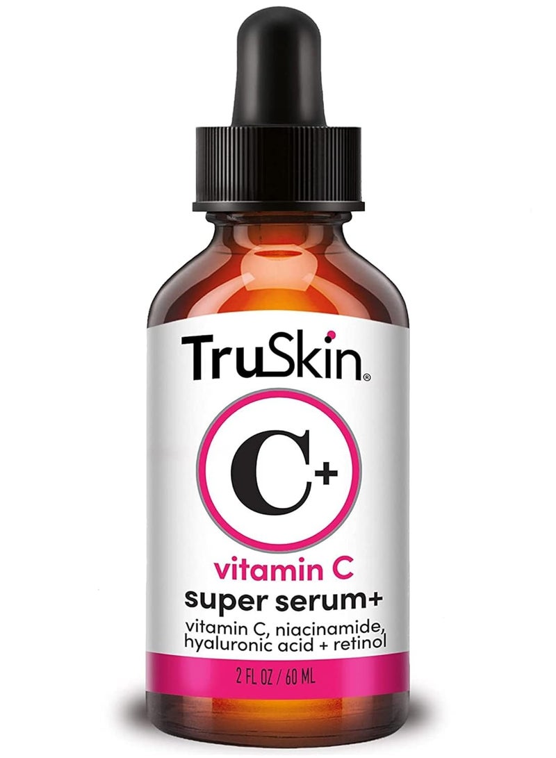 TruSkin Super Vitamin C Face Serum with Niacinamide, Retinol, Hyaluronic & Salicylic Acid (BHA) - All-in-One Anti Aging Facial Serum for Brightening, Firming, Dark Spots, Discoloration - 2 fl oz