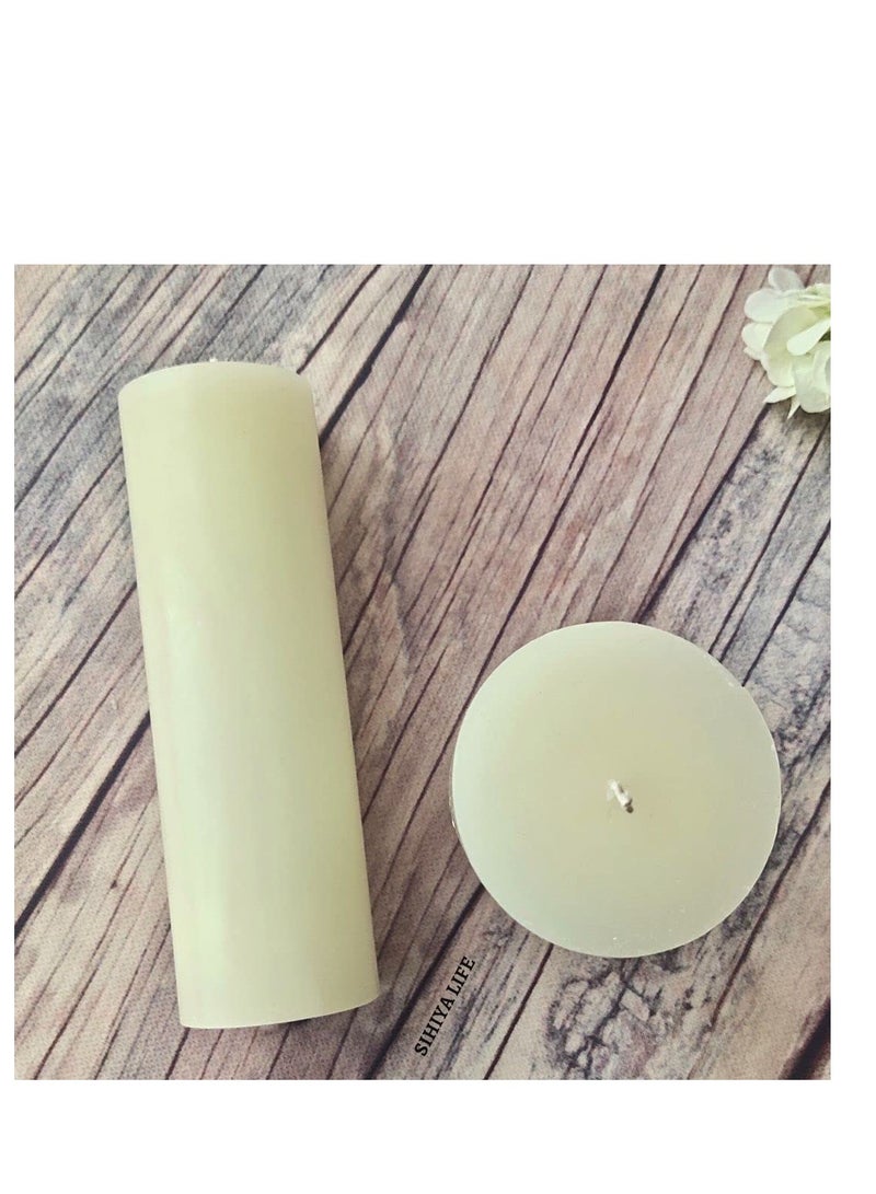 Set of 2 Ivory Pillar Candles| 3 x 9inch | Unscented & Dripless Candles for Decor, Events, Restaurants | Natural Wax with Cotton Wicks | 100 hours / candle Burn Time (Ivory, 3 x 9 inches)