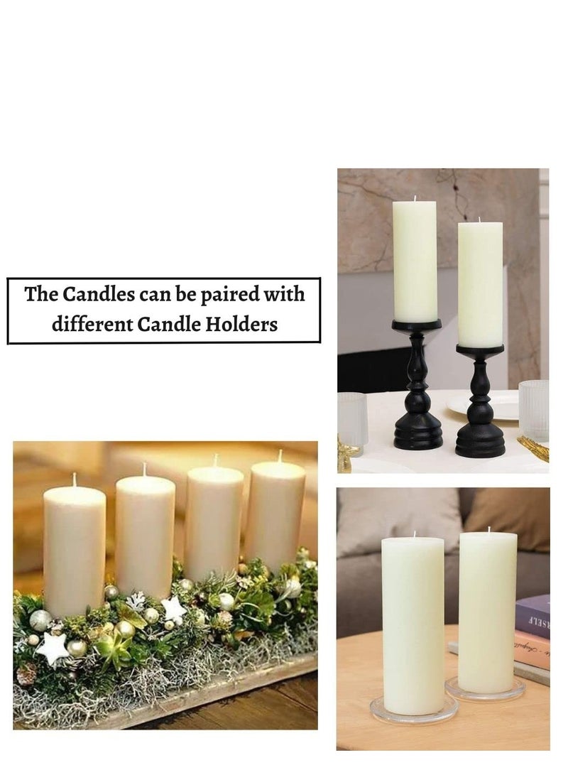 Set of 2 Ivory Pillar Candles| 3 x 9inch | Unscented & Dripless Candles for Decor, Events, Restaurants | Natural Wax with Cotton Wicks | 100 hours / candle Burn Time (Ivory, 3 x 9 inches)