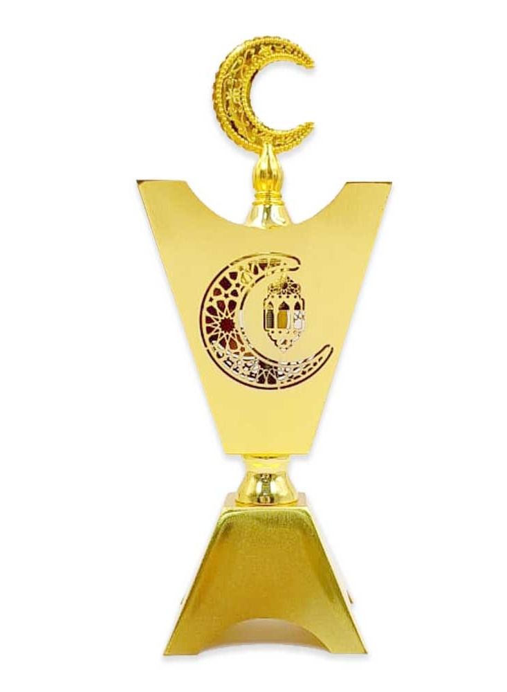 Metal Oud Incense Burner Gold Ramadan Design with Top Cover Moon Design- T117