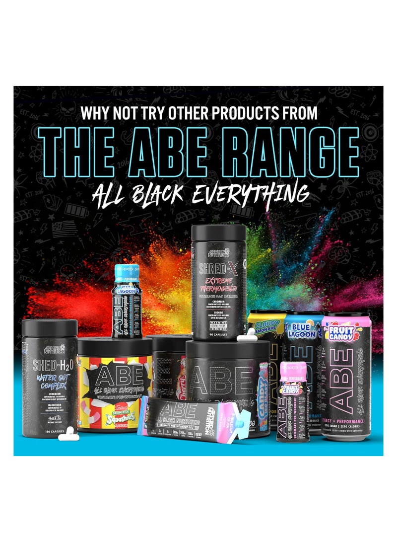 ABE Pre Workout Cans - All Black Everything Energy + Performance Drink, ABE Carbonated Beverage Sugar Free with Caffeine - Pack of 12 Cans x 330ml -Blue Lagoon
