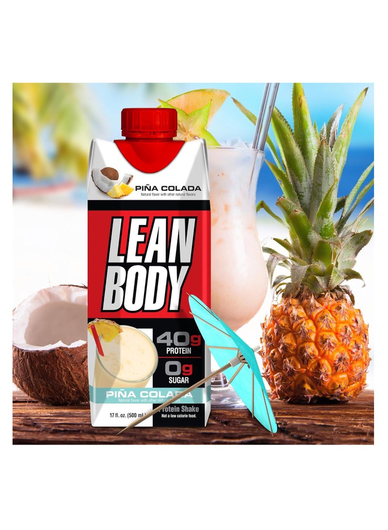 Lean Body Ready-to-Drink Protein Shake Pina Colada 17 Fl Oz Pack of 12