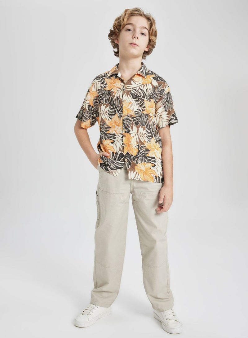 Boy Oversize Fit Patterned Viscose Shirt