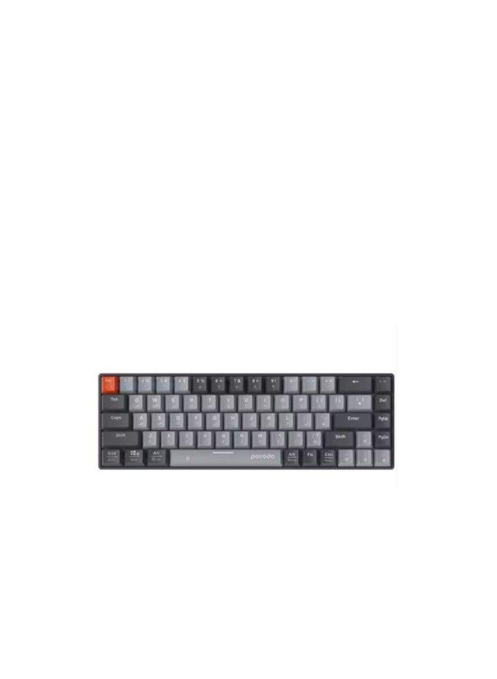 Wireless 68-Keys Mechanical Keyboard (English/Arabic) Ergonomic Stylish With Smart Design Anti-Ghosting Durable Computer Keyboard With 20 Rainbow Effects Jixian Black Switch - Gray