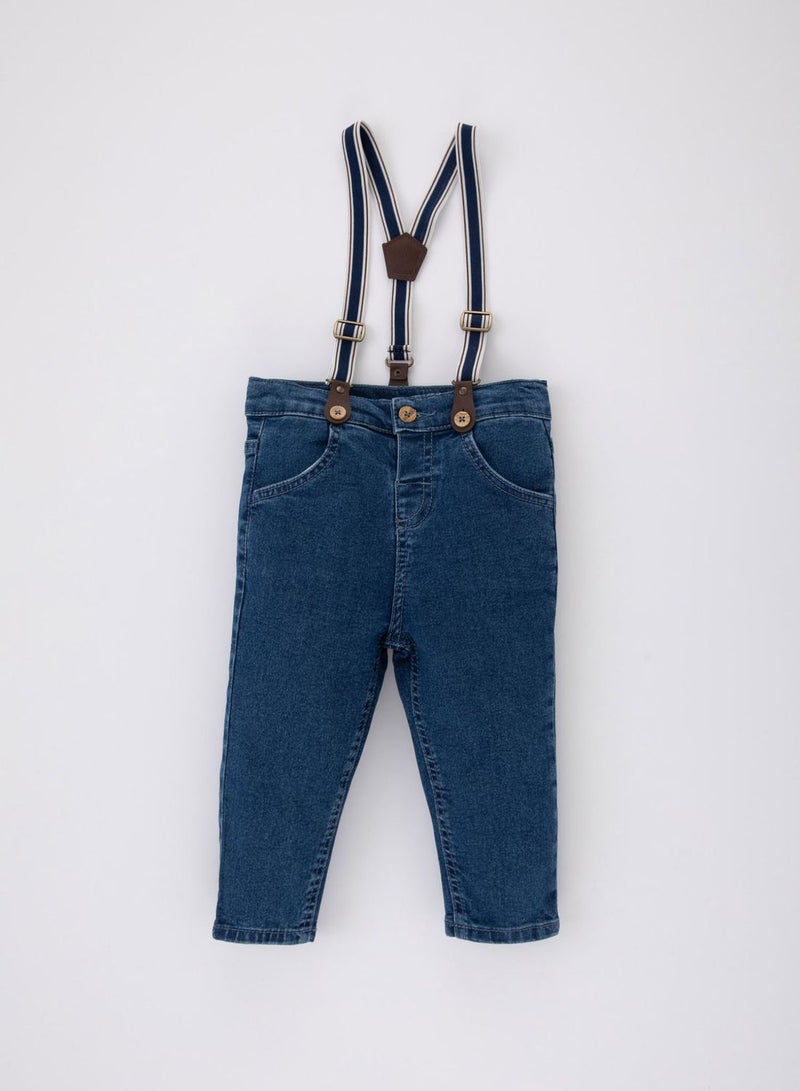 Baby Boy Jean Trousers Suspender 2 Piece Set