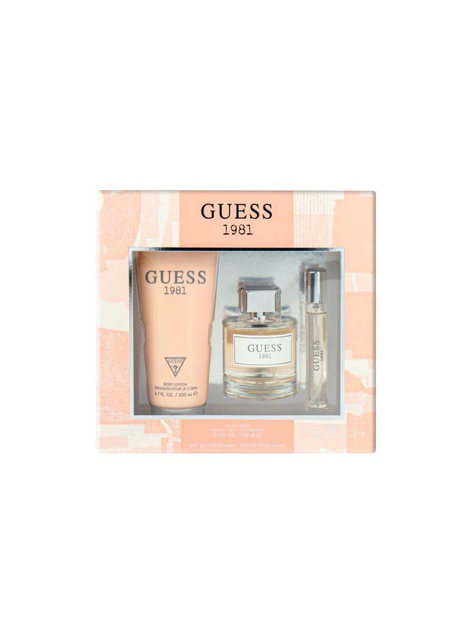 GUESS 1981 3 Pieces Gift Set For Women - EDT 100 ml + 200 Body Lotion 15 Ml