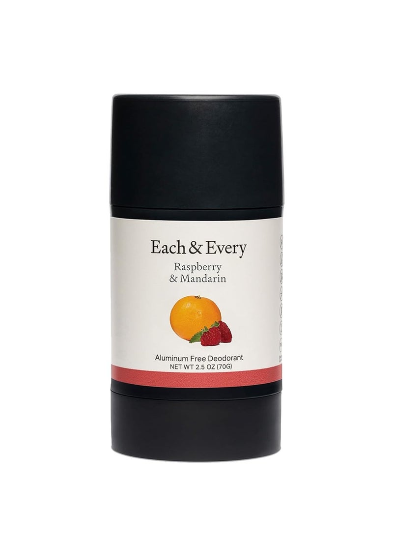 Each & Every Natural Aluminum-Free Deodorant for Sensitive Skin with Essential Oils, Plant-Based Packaging, Raspberry & Mandarin, 2.5 Oz.