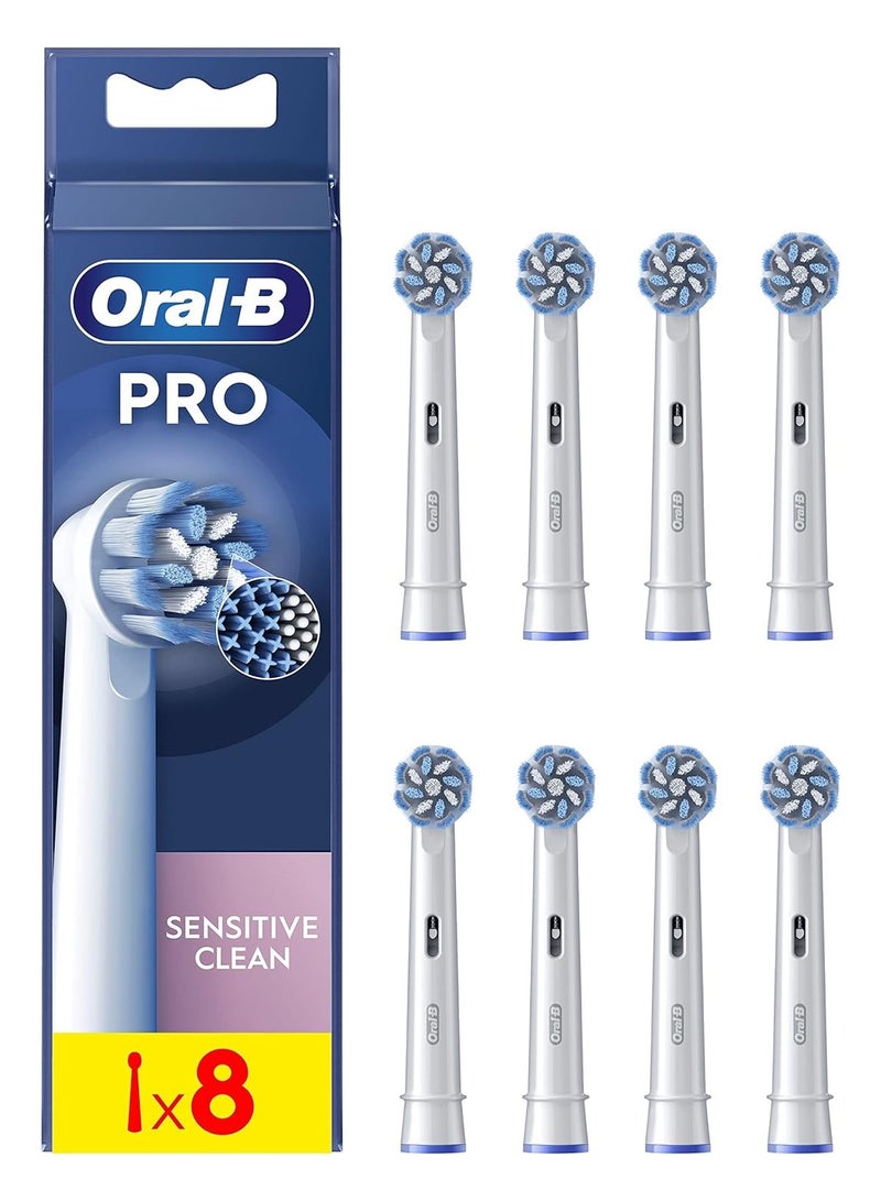 Oral-B Pro Sensitive Clean Electric Toothbrush Head, X-Shaped & Extra Soft Bristles For Gentle Brushing & Plaque Removal, Pack of 8, White