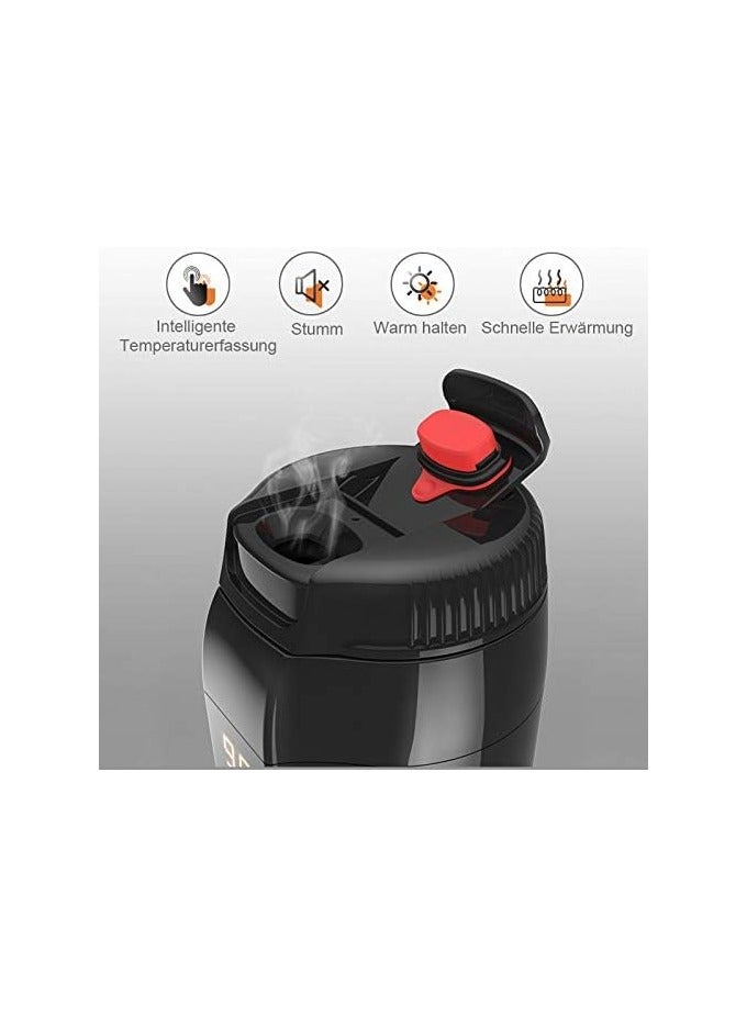 12V Car Travel Electric Kettle, Car Heating Mug with Anti-Spill Lid, Portable Coffee Travel Cup 20℃~90℃ Variable Temperature Control Kettle for Tea/Milk, 304 Stainless Steel Bottle, 70W Quick Heating