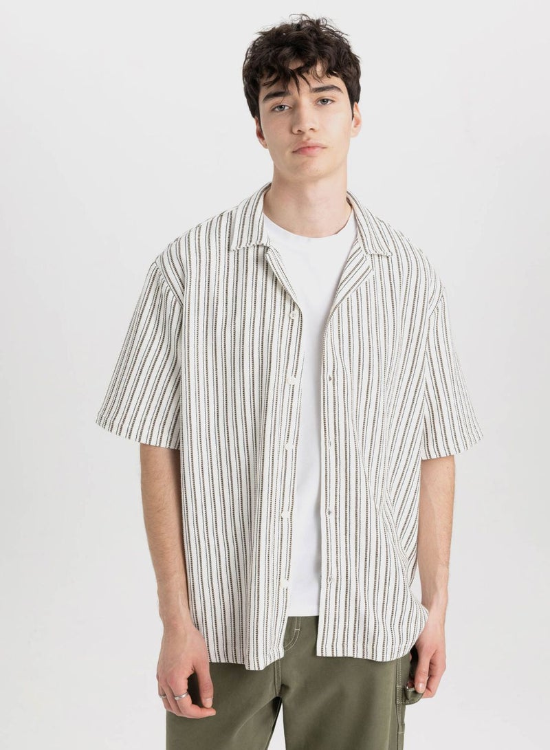 Relax Fit Striped Short Sleeve Shirt
