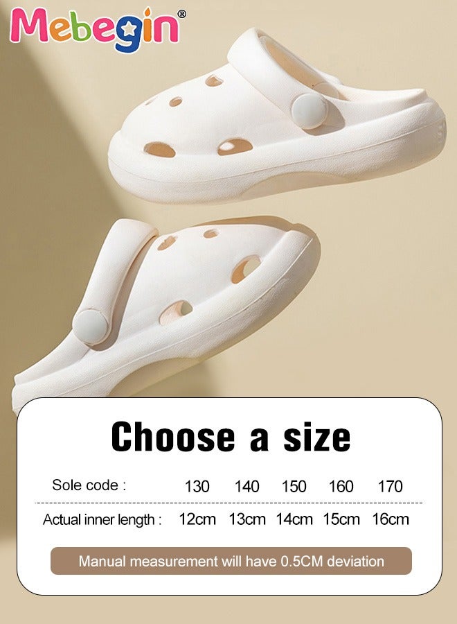 Unisex Kids Crocs Shoes with Buckle Sports Sandals Outdoor Indoor Slippers Lightweight Garden Clogs Hiking Shoes Water Beach Shoes Male White