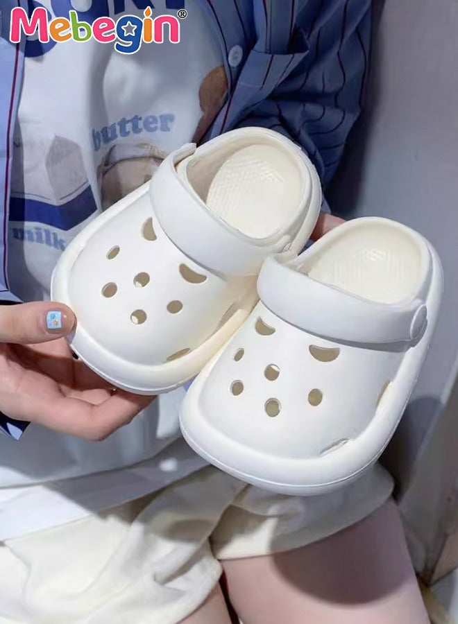 Unisex Kids Crocs Shoes with Buckle Sports Sandals Outdoor Indoor Slippers Lightweight Garden Clogs Hiking Shoes Water Beach Shoes Male White