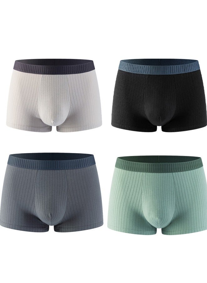 4 Pack Men's Antibacterial Boxer Briefs 4 color Breathable pure cotton MenS Panties Soft Stretchy Boxer Shorts Underpants