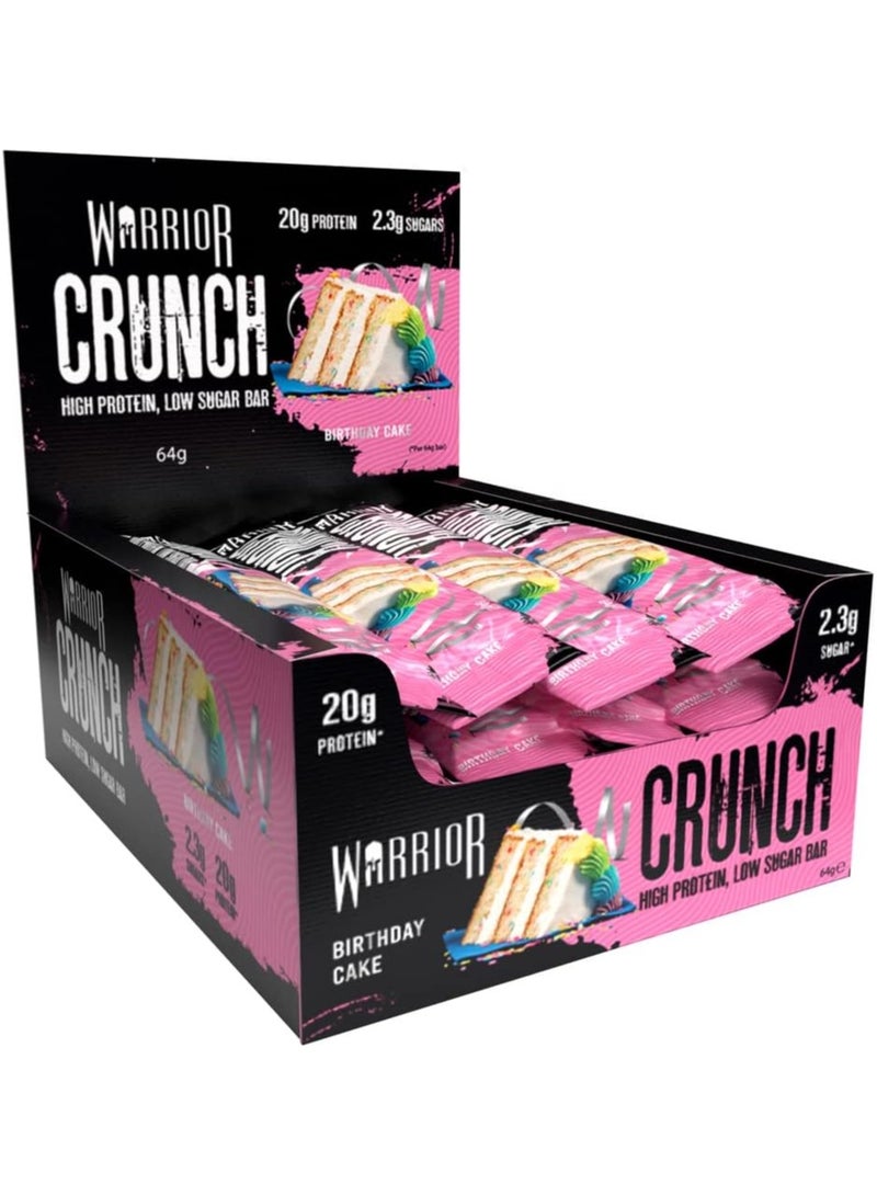 WARRIOR Crunch High Protein Bar Birthday Cake Flavor 64g Pack of 12