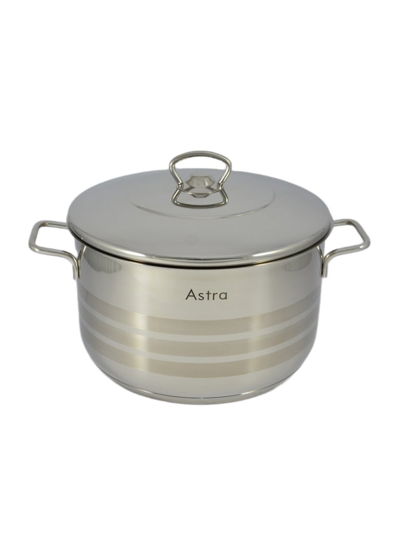 Astra Casserole 24x12cm - 6.3 Liter Capacity -18/10 Cr-Ni Stainless Steel - Silver