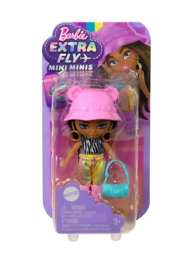 Barbie Extra Mini Minis Travel Doll with Safari Fashion, Animal Print Outfit and Styling Accessories