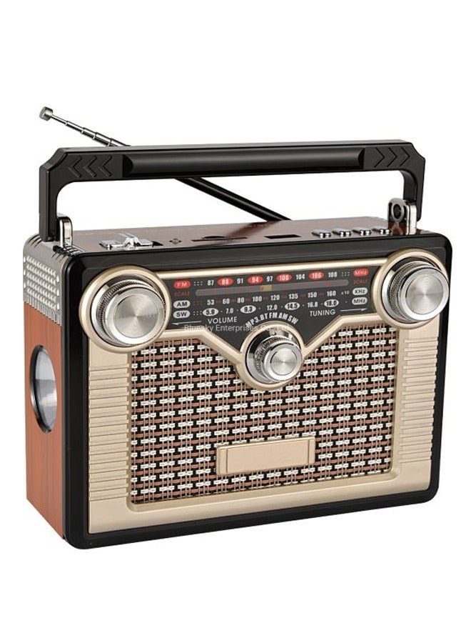 Tw 23bt New Design Rechargeable Portable Retro Vintage Style Radio 3 Band Low Band Outdoor Radio with Torch