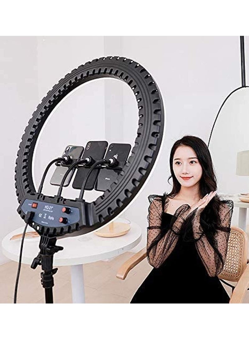 21-Inch Dimmable Ring Light with Remote Control for Professional Photography, YouTube Videos, Makeup Tutorials, and Live Streaming, Complete with 3 Phone Holders Versatile Usage