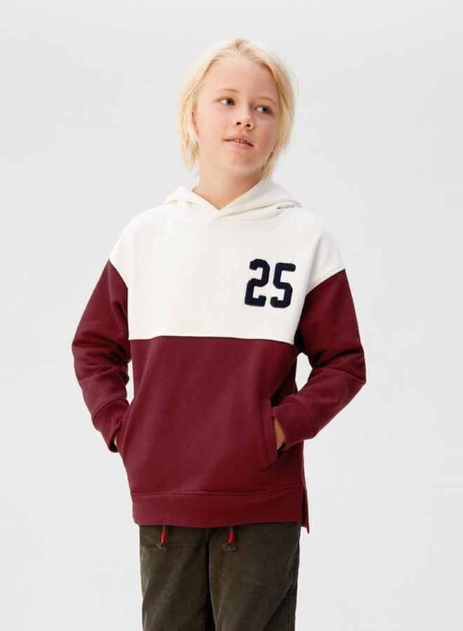 Embroidered-Number Hoodie Maroon/White