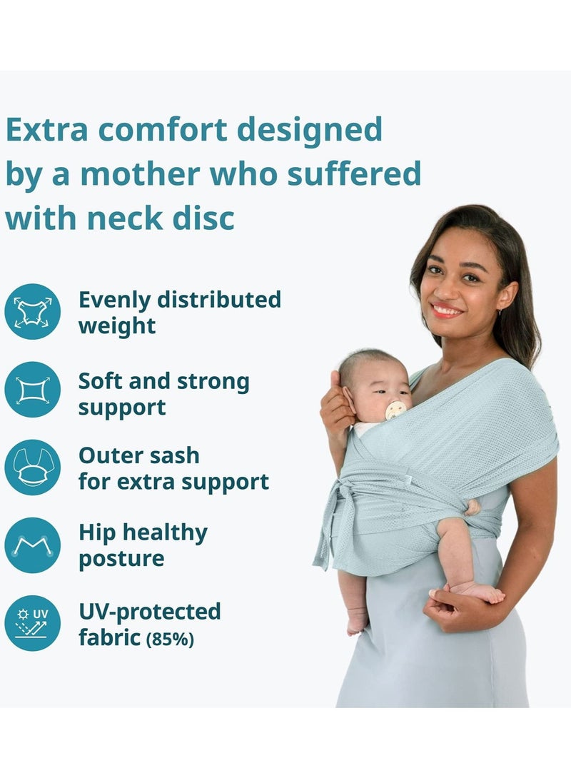 Baby Wrap Carrier Summer Mesh Breathable Baby Carrier Easy to Wear Hands-Free Baby Carrier Moisture Wicking Soft Ideal for Newborns and Kids Under 44lbs (Beige)
