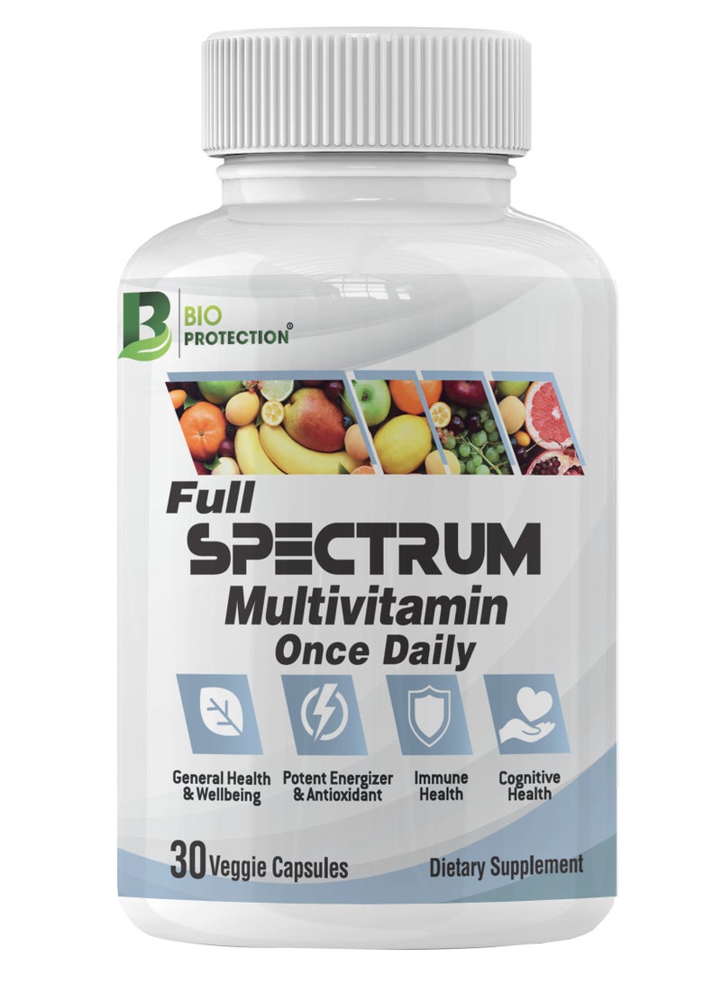 Multivitamin - Full Spectrum Multivitamin for Men & Women - Daily Essential Vitamins & Minerals - 30 Veggie Capsules