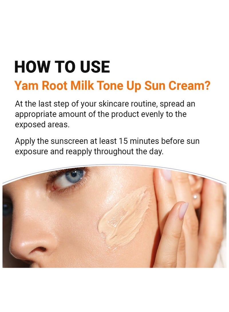 ISNTREE Yam Root Milk Tone Up Sun Cream 50ml, Moisturizing tinted SPF50+ PA++++, Natural Coverage, Vegan skincare, Korean skin care