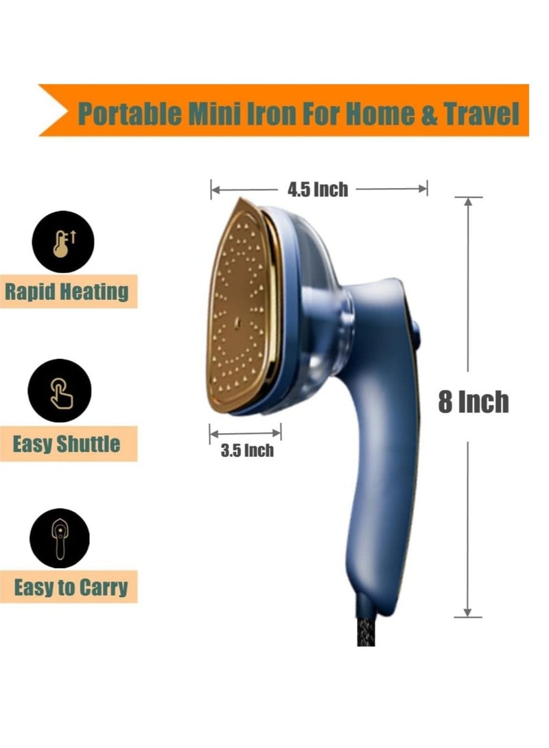 Travel Iron Mini with Steam, Travel Mini Steam Iron, Handheld Steamer Iron Portable Mini Iron Steamer, Garment Fabric Wrinkles Remover Support Dry And Wet Ironing for Home Business Travel