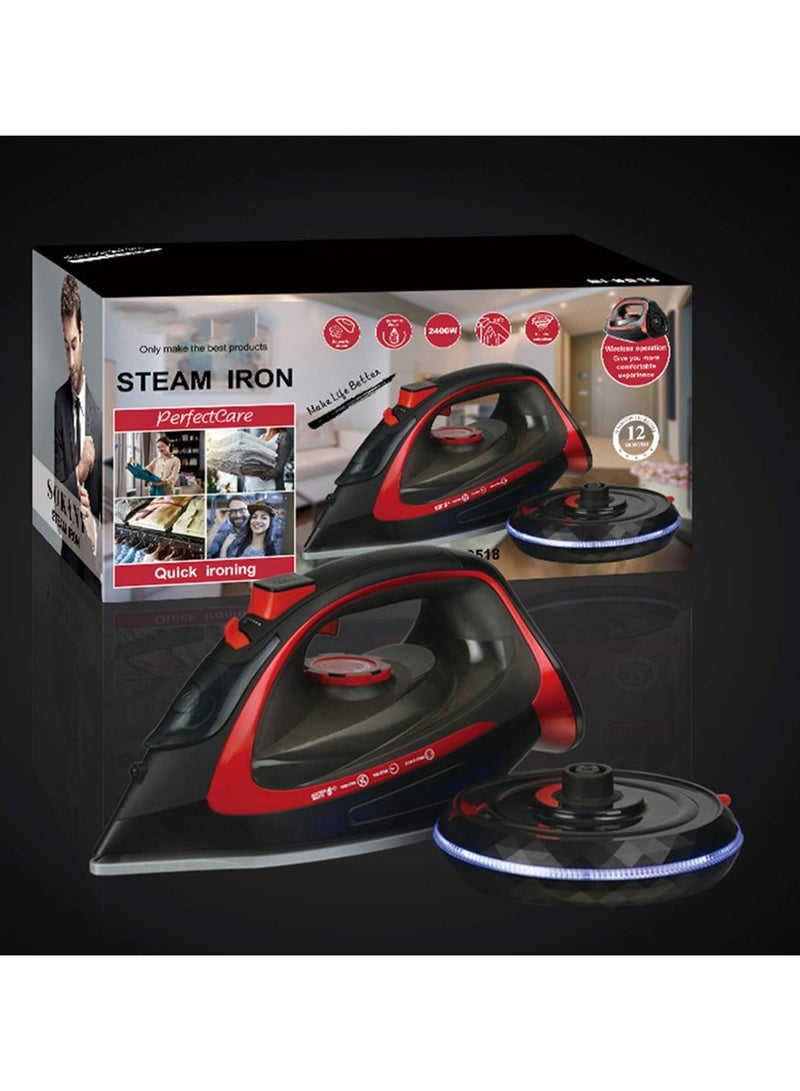 Iron Steam Iron Ceramic Base 2400 W Calc Clean Function 9 In 1 High Steam Performance Low Weight Steam Bursts Ceramic Soles For Ironing Self Cleaning And Atomiser