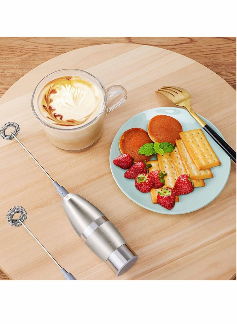 Mini Electric Whisk Coffee Frother Battery Stirrer, Milk Frother Handheld Battery Operated Hand Held Milk Foamer, Mini Mixer for Bulletproof Coffee, Cappuccino, Latte, Frappe, Matcha Tea