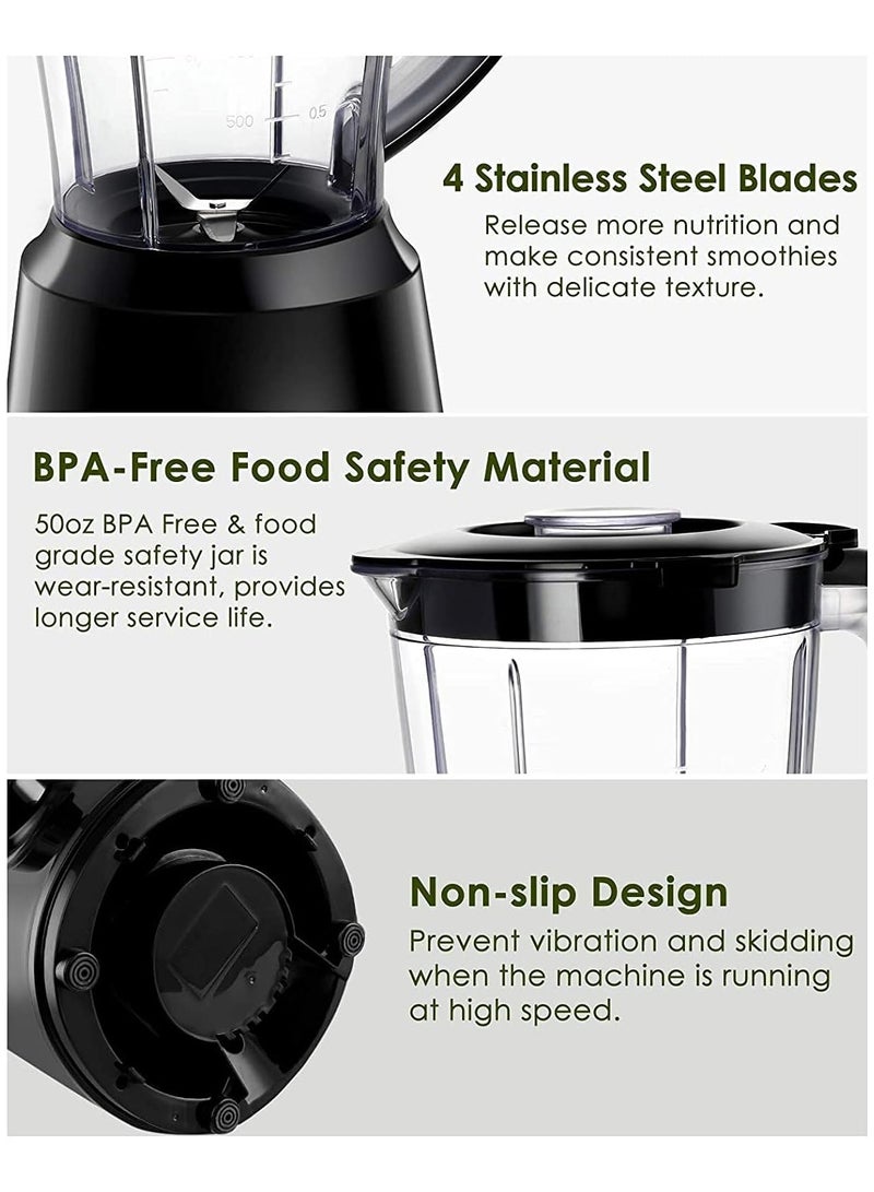 Smoothie Blenders For Kitchen Easy Ice Crushing Blenders For Smoothies & Frozen Fruit With 2 Speeds & Pulse BPA Free 50oz
