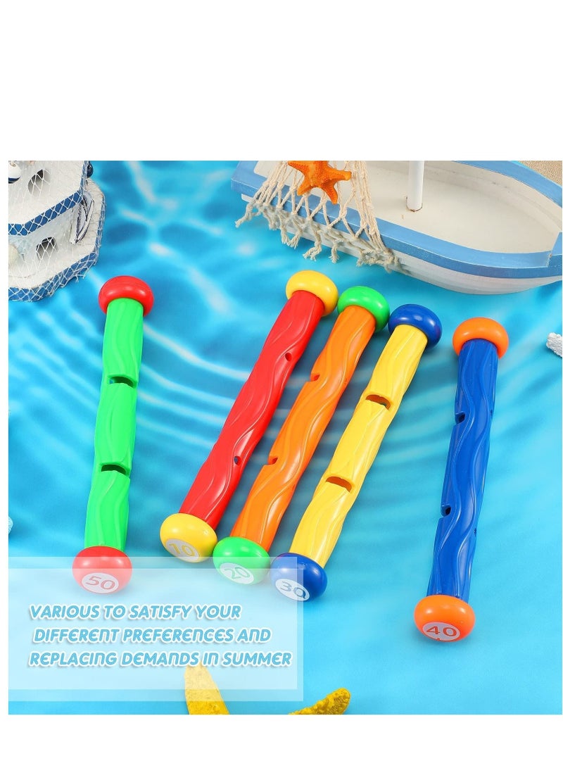 Diving Toys, 10 Pieces Underwater Play Sticks Colorful Swimming Pool Toys for Kids