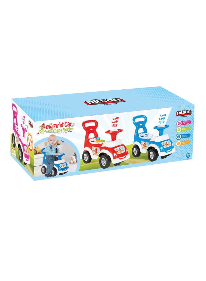 Pilsan My Cute First Car With Shape Sorter Green - Ride On Car - Suitable For Girls & Boys Ages 18 Month to 3 Years - Best Birthday Gift For 2 Year Age