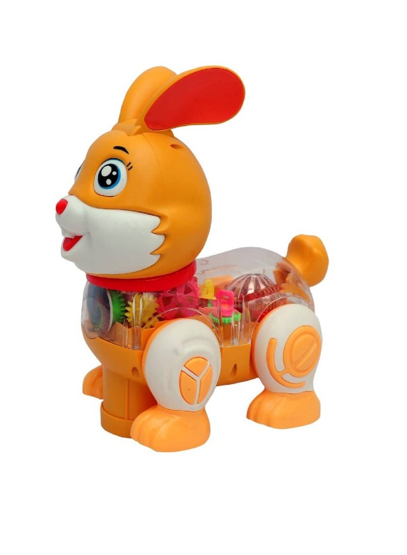 Transparent Gear Musical Rabbit/Bunny with 3D Lights, Colour May Vary, Delivering Joys of Life