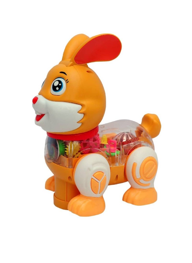 Transparent Gear Musical Rabbit/Bunny with 3D Lights, Colour May Vary, Delivering Joys of Life