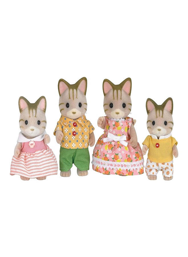 4-Piece Striped Cat Family Playset